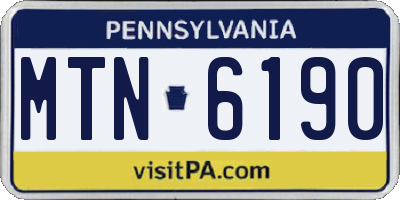 PA license plate MTN6190