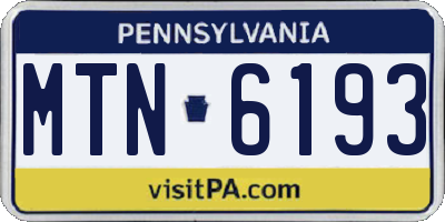 PA license plate MTN6193