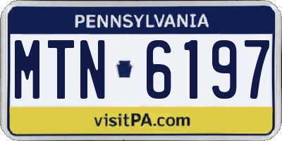 PA license plate MTN6197