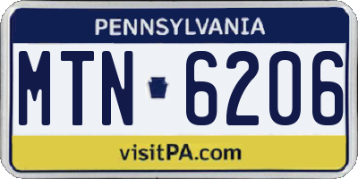 PA license plate MTN6206