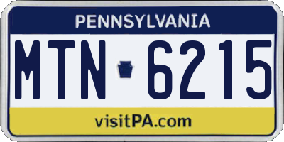PA license plate MTN6215