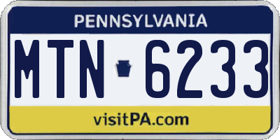 PA license plate MTN6233