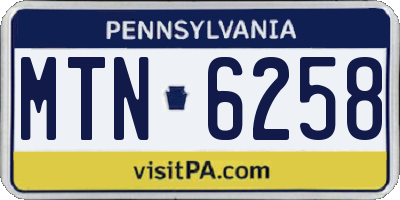 PA license plate MTN6258