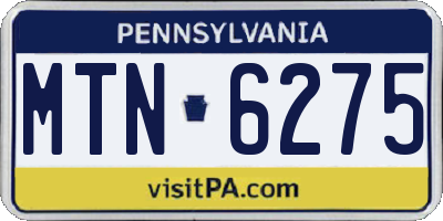 PA license plate MTN6275