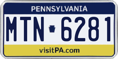 PA license plate MTN6281