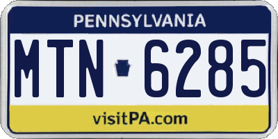 PA license plate MTN6285