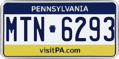 PA license plate MTN6293