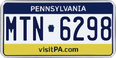 PA license plate MTN6298