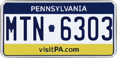 PA license plate MTN6303