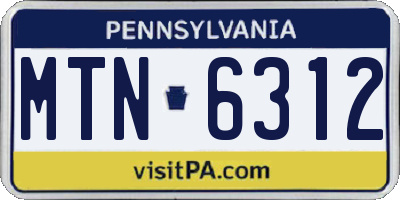 PA license plate MTN6312