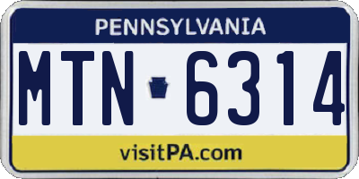 PA license plate MTN6314