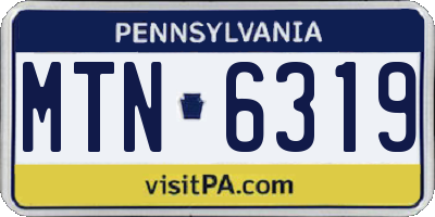 PA license plate MTN6319