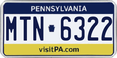 PA license plate MTN6322