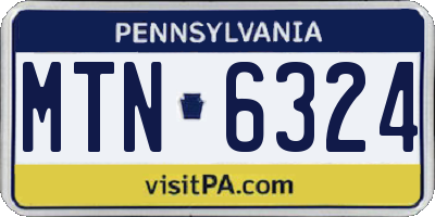 PA license plate MTN6324