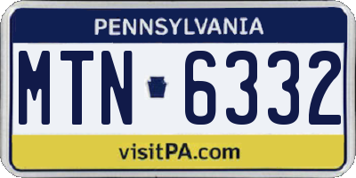 PA license plate MTN6332