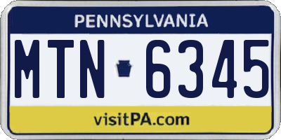 PA license plate MTN6345