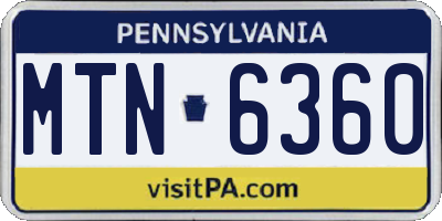 PA license plate MTN6360
