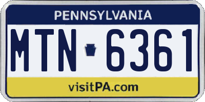 PA license plate MTN6361