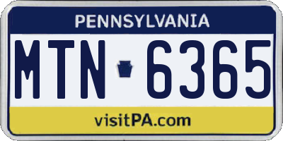 PA license plate MTN6365