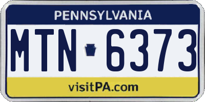 PA license plate MTN6373
