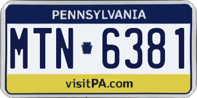 PA license plate MTN6381
