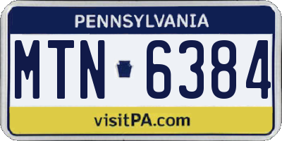 PA license plate MTN6384