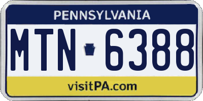 PA license plate MTN6388