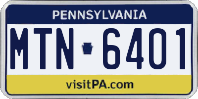 PA license plate MTN6401