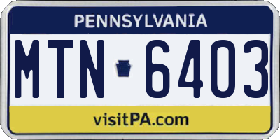 PA license plate MTN6403