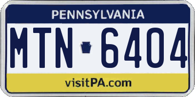 PA license plate MTN6404