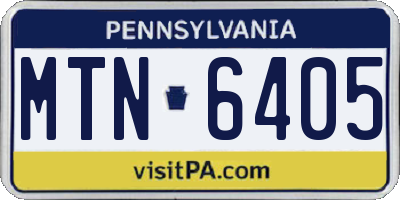 PA license plate MTN6405