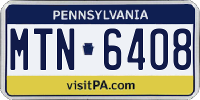PA license plate MTN6408