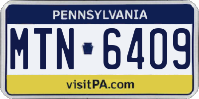 PA license plate MTN6409