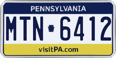 PA license plate MTN6412