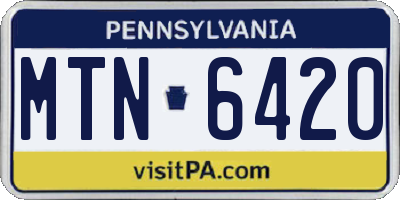 PA license plate MTN6420