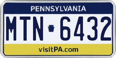 PA license plate MTN6432