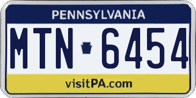 PA license plate MTN6454