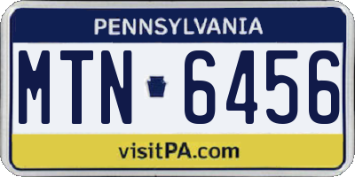 PA license plate MTN6456