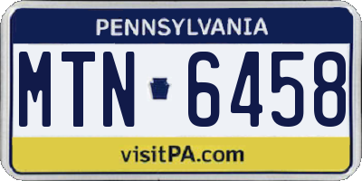 PA license plate MTN6458