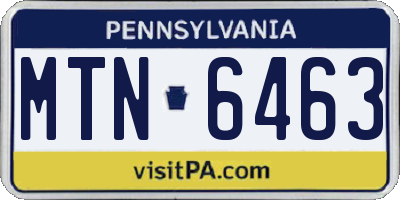 PA license plate MTN6463
