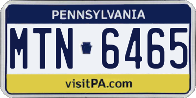 PA license plate MTN6465