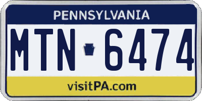 PA license plate MTN6474