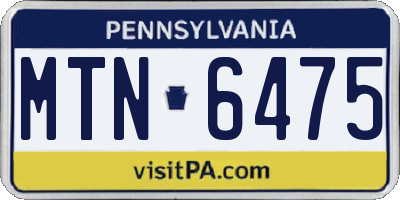 PA license plate MTN6475