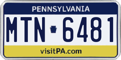 PA license plate MTN6481