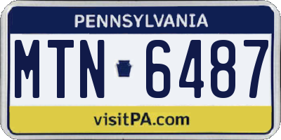 PA license plate MTN6487