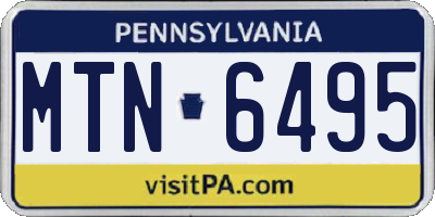 PA license plate MTN6495