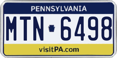 PA license plate MTN6498