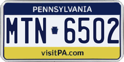 PA license plate MTN6502