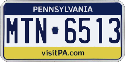 PA license plate MTN6513