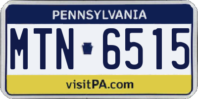 PA license plate MTN6515